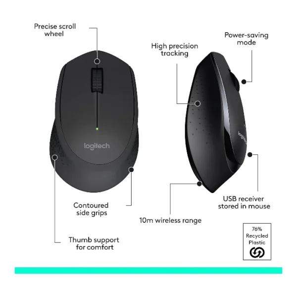 Logitech MK345 Combo teclado y ratón inalámbrico, inglés - Negro - Imagen 8