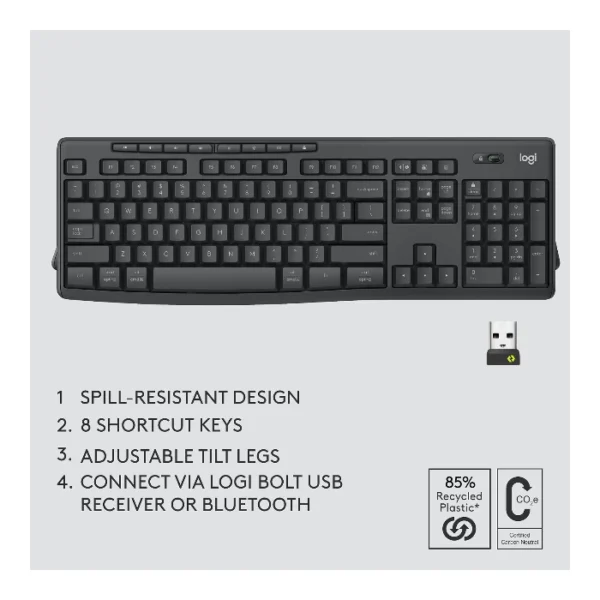 Logitech MK370 Combo teclado y ratón inalámbrico, bluetooth, español - Grafito - Imagen 6