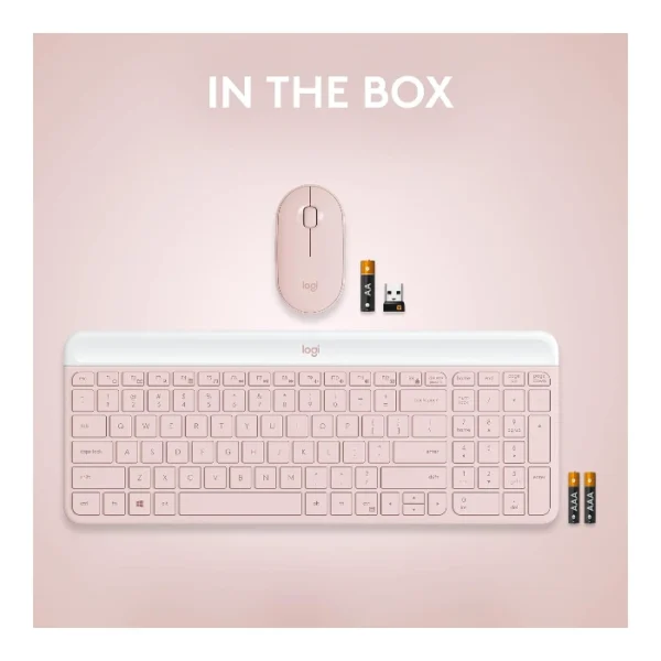 Logitech MK470 Slim — Combo teclado y ratón inalámbrico, Español - Rosa - Imagen 9