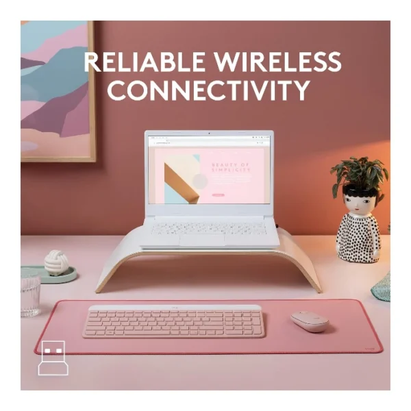 Logitech MK470 Slim — Combo teclado y ratón inalámbrico, Español - Rosa - Imagen 6