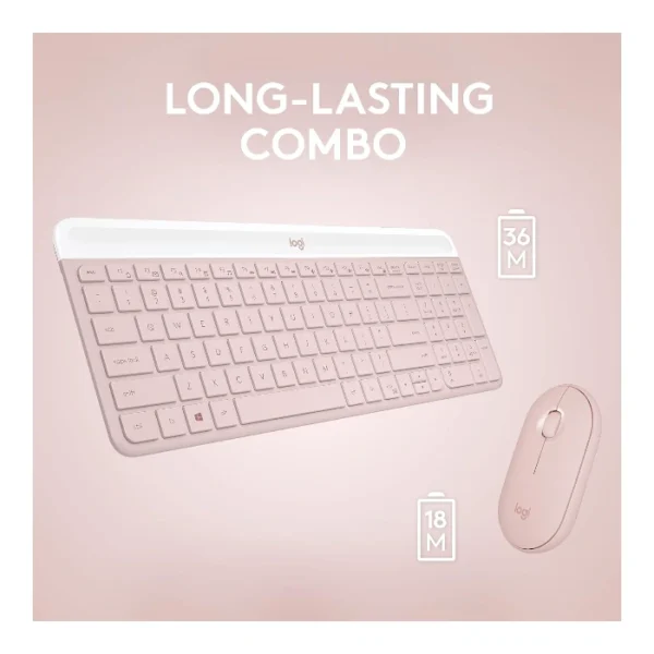Logitech MK470 Slim — Combo teclado y ratón inalámbrico, Español - Rosa - Imagen 7