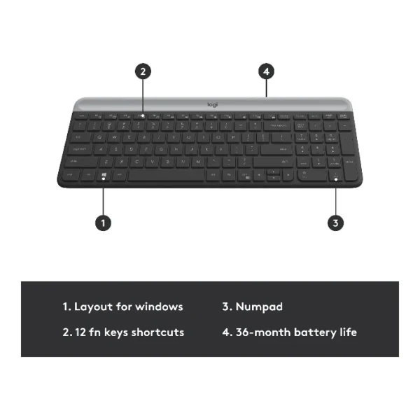 Logitech MK470 Slim — Combo teclado y ratón inalámbrico, Español - Grafito - Imagen 7
