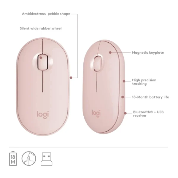 Logitech MK470 Slim — Combo teclado y ratón inalámbrico, Español - Rosa - Imagen 4