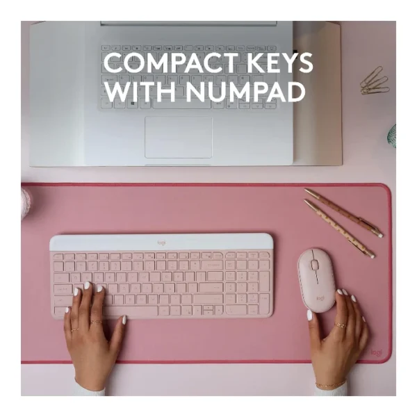 Logitech MK470 Slim — Combo teclado y ratón inalámbrico, Español - Rosa - Imagen 3