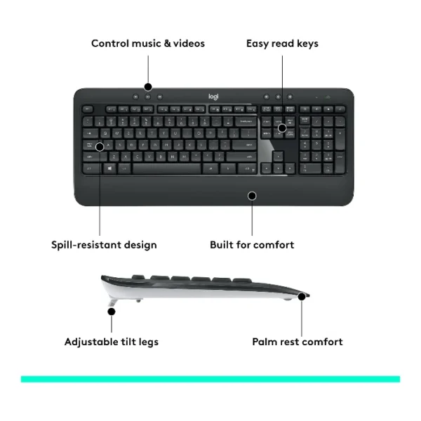 Logitech MK540 Advanced — Juego de teclado y ratón inalámbrico, inglés - Negro - Imagen 6
