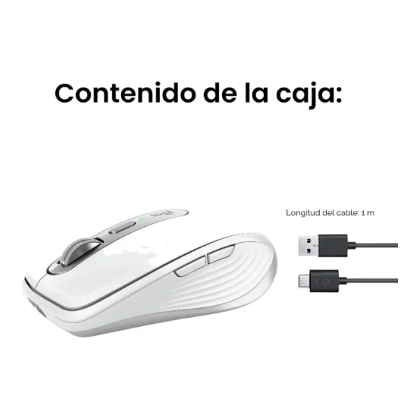 Logitech MX Anywhere 3S — Mouse compacto inalámbrico, Bluetooth, multidispositivo  - Gris pálido - Imagen 9