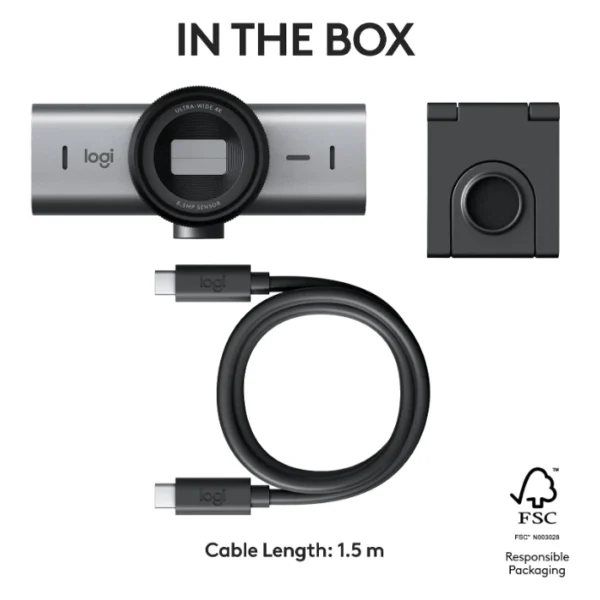 Logitech MX Brio Ultra HD 4K Cámara web 8.5 MP, USB-C - Grafito - Imagen 10