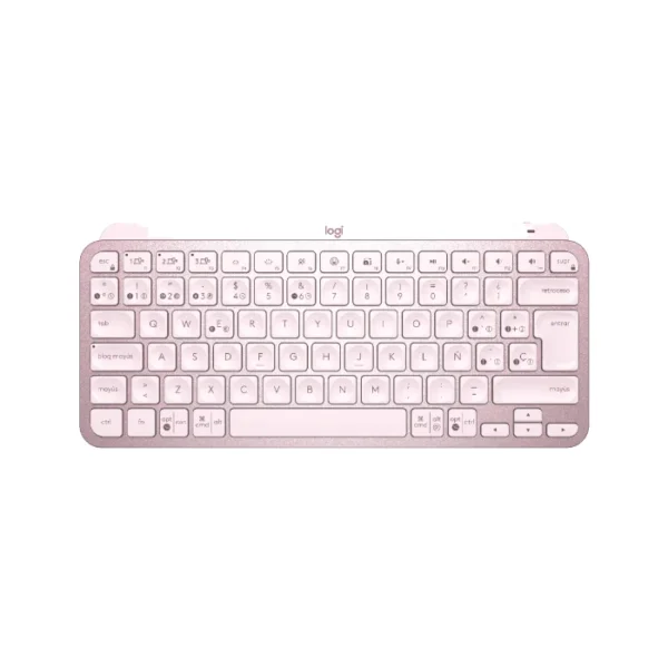 Logitech MX Keys Mini — Teclado inalámbrico iluminado minimalista, Bluetooth, Español - Rosa