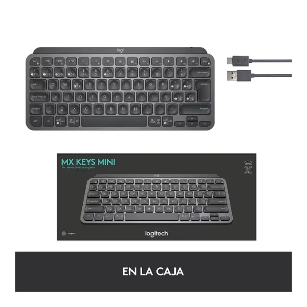 Logitech MX Keys Mini — Teclado inalámbrico iluminado minimalista, Bluetooth, Español - Grafito - Imagen 6