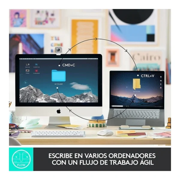 Logitech MX Keys Mini — Teclado inalámbrico iluminado minimalista, Bluetooth, Español - Grafito - Imagen 7