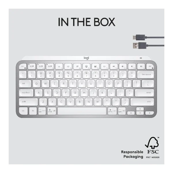 Logitech MX Keys Mini Teclado inalámbrico iluminado, bluetooth, español - Blanco - Imagen 9
