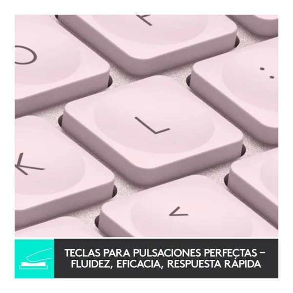 Logitech MX Keys Mini — Teclado inalámbrico iluminado minimalista, Bluetooth, Español - Rosa - Imagen 3