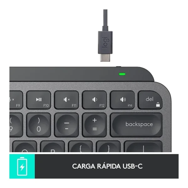 Logitech MX Keys Mini — Teclado inalámbrico iluminado minimalista, Bluetooth, Español - Grafito - Imagen 2