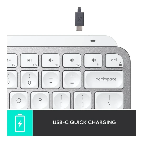 Logitech MX Keys Mini Teclado inalámbrico iluminado, bluetooth, español - Blanco - Imagen 3