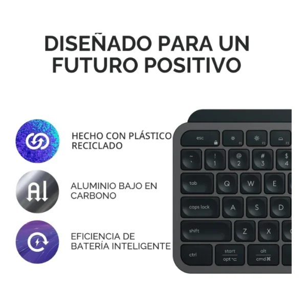 Logitech MX Keys S — Teclado inalámbrico iluminado, Bluetooth, Español, Multidispositivo - Grafito - Imagen 8