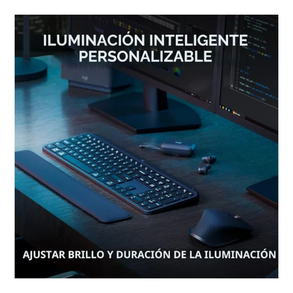 Logitech MX Keys S — Teclado inalámbrico iluminado, Bluetooth, Español, Multidispositivo - Grafito - Imagen 4