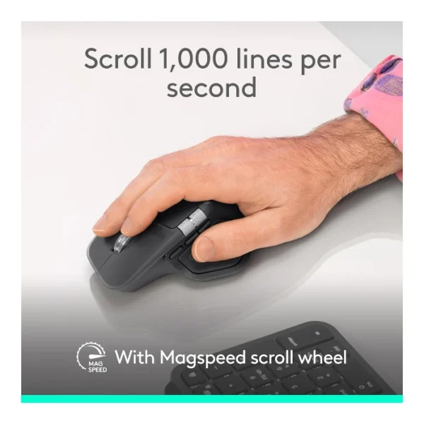 Logitech MX Master 4 — Mouse inalámbrico de alto rendimiento con respuesta táctil, Bluetooth, versión Standard - Gris Pálido - Imagen 4