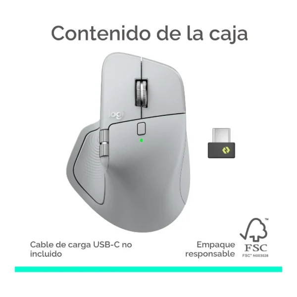 Logitech MX Master 4 — Mouse inalámbrico de alto rendimiento con respuesta táctil, Bluetooth, versión Standard - Gris Pálido - Imagen 11