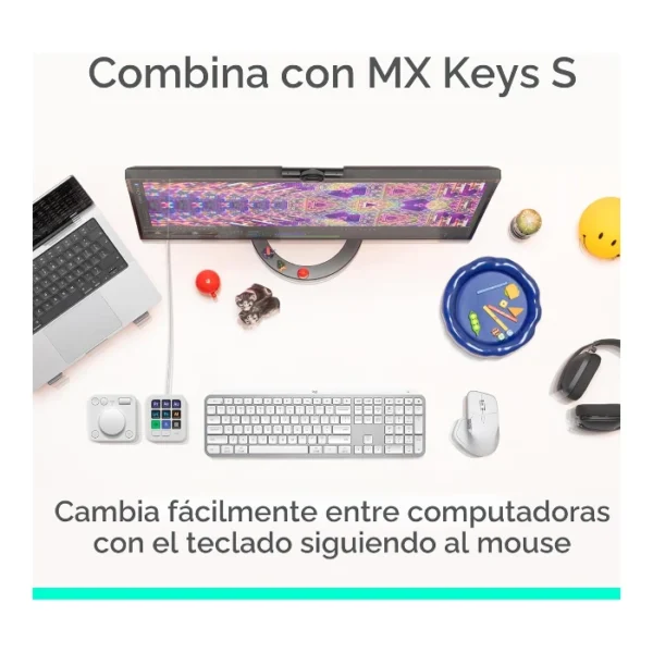 Logitech MX Master 4 — Mouse inalámbrico de alto rendimiento con respuesta táctil, Bluetooth, versión Standard - Gris Pálido - Imagen 7