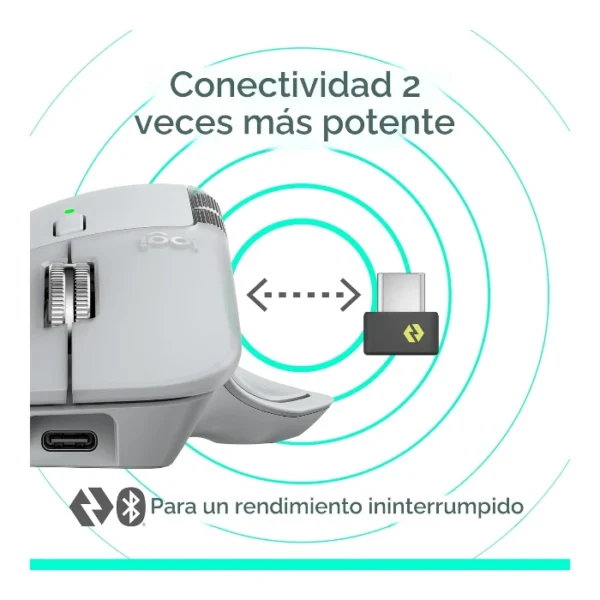 Logitech MX Master 4 — Mouse inalámbrico de alto rendimiento con respuesta táctil, Bluetooth, versión Standard - Gris Pálido - Imagen 5