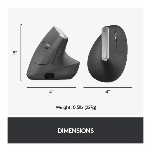Logitech MX Vertical — Mouse inalámbrico, Bluetooth, multidispositivo, ergonómico - Negro - Imagen 7