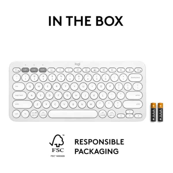 Logitech Pebble Keys 2 K380s — Teclado inalámbrico, Bluetooth, Español - Blanco - Imagen 8