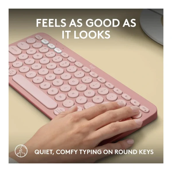 Logitech Pebble Keys 2 K380s — Teclado inalámbrico, Bluetooth, Español - Rosa - Imagen 5