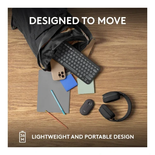 Logitech Pebble Keys 2 K380s — Teclado inalámbrico, Bluetooth, Español - Negro - Imagen 3