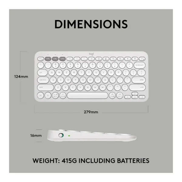Logitech Pebble Keys 2 K380s — Teclado inalámbrico, Bluetooth, Español - Blanco - Imagen 6
