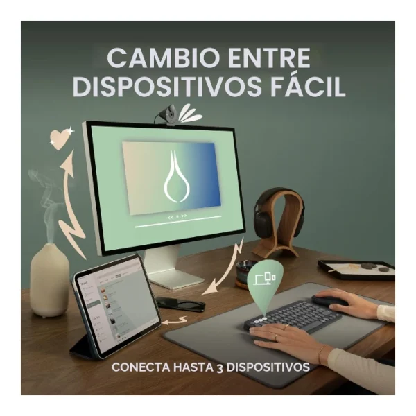 Logitech Pebble Keys 2 K380s — Teclado inalámbrico, Bluetooth, Español - Negro - Imagen 7