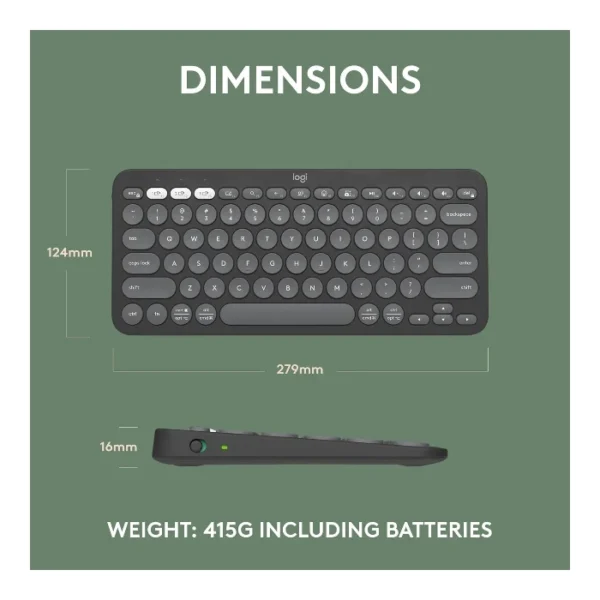 Logitech Pebble Keys 2 K380s — Teclado inalámbrico, Bluetooth, Español - Negro - Imagen 8