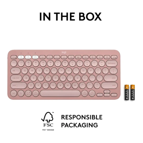 Logitech Pebble Keys 2 K380s — Teclado inalámbrico, Bluetooth, Español - Rosa - Imagen 9