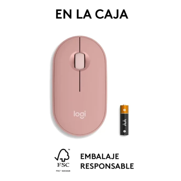 Logitech Pebble Mouse 2 M350s — Mouse inalámbrico | Bluetooth | Delgado Compacto | Rosa - Imagen 7