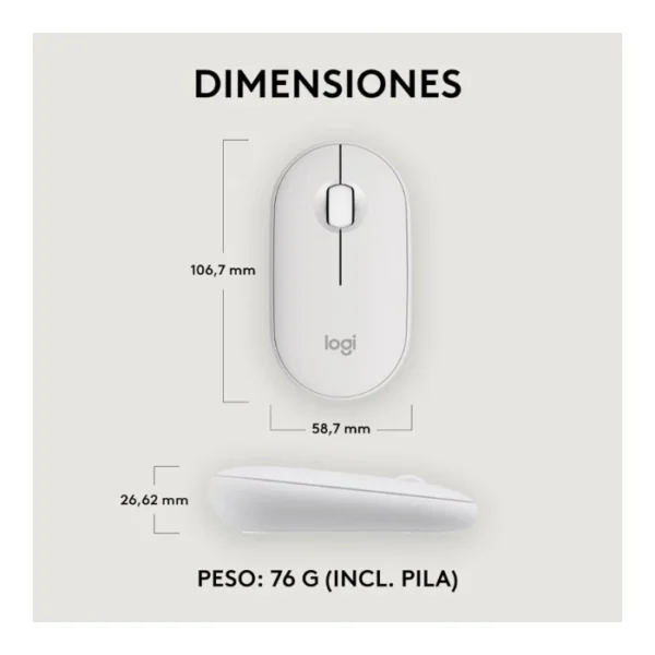 Logitech Pebble Mouse 2 M350s — Mouse inalámbrico | Bluetooth | Delgado Compacto | Blanco - Imagen 4