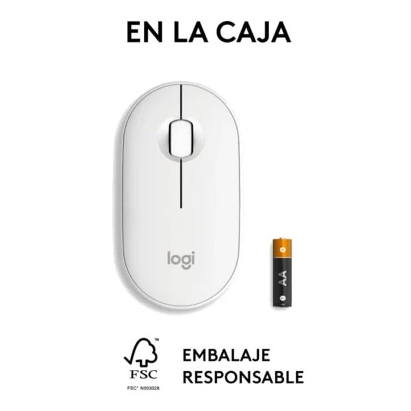 Logitech Pebble Mouse 2 M350s — Mouse inalámbrico | Bluetooth | Delgado Compacto | Blanco - Imagen 7