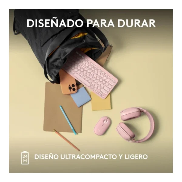 Logitech Pebble Mouse 2 M350s — Mouse inalámbrico | Bluetooth | Delgado Compacto | Rosa - Imagen 6
