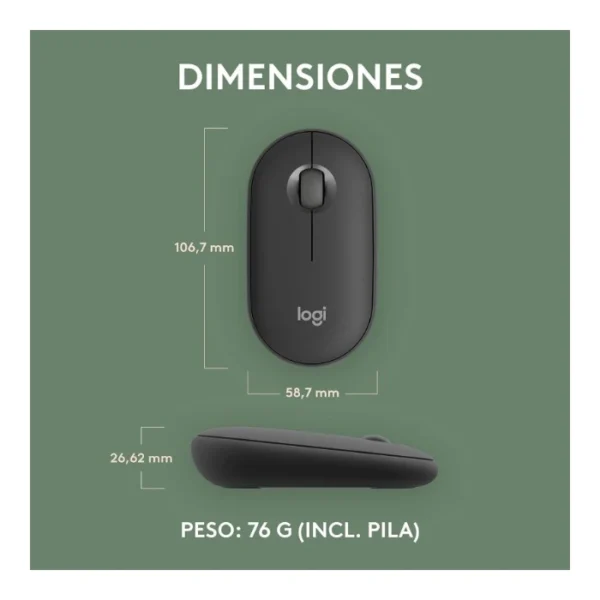Logitech Pebble Mouse 2 M350s — Mouse inalámbrico | Bluetooth | Delgado Compacto | Negro - Imagen 4