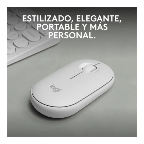 Logitech Pebble Mouse 2 M350s — Mouse inalámbrico | Bluetooth | Delgado Compacto | Blanco - Imagen 2
