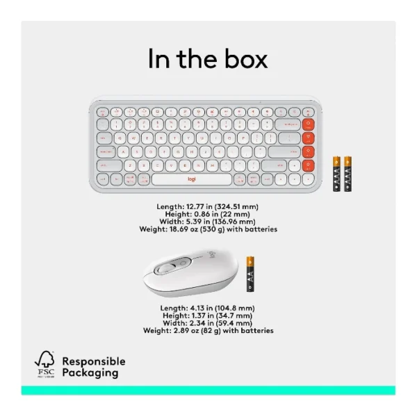 Logitech Pop Icon Combo Teclado y mouse inalámbrico, bluetooth, español - Blanco Naranja - Imagen 7