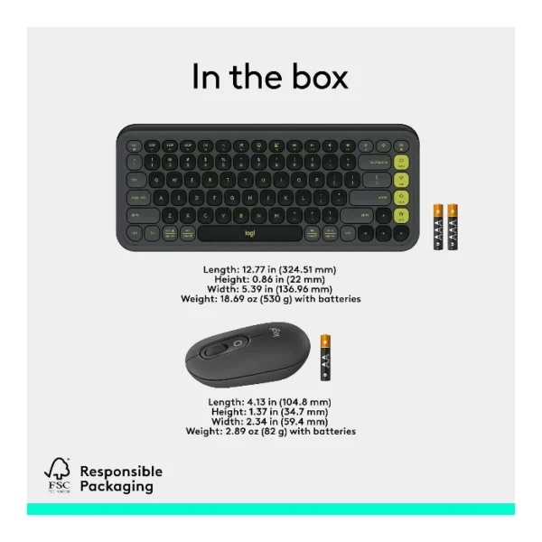 Logitech Pop Icon Combo Teclado y mouse inalámbrico, bluetooth, español - Grafito Verde - Imagen 7