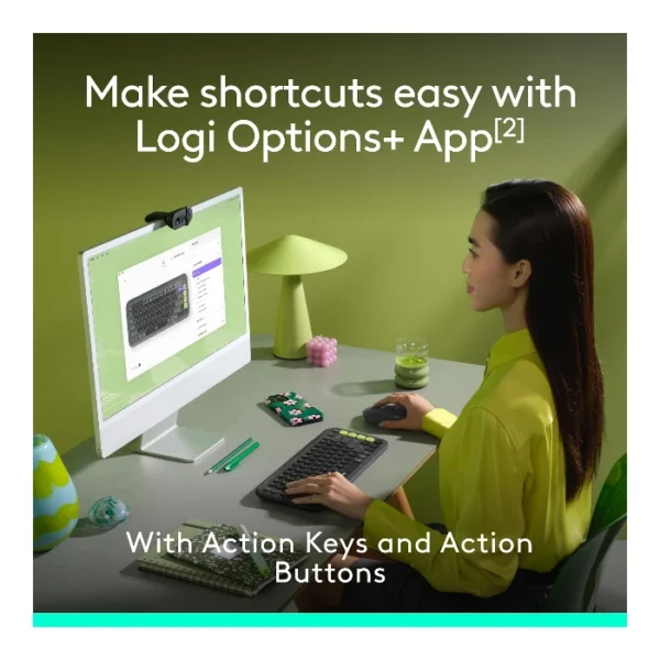 Logitech Pop Icon Combo Teclado y mouse inalámbrico, bluetooth, español - Grafito Verde - Imagen 4