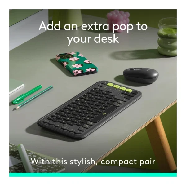 Logitech Pop Icon Combo Teclado y mouse inalámbrico, bluetooth, español - Grafito Verde - Imagen 2