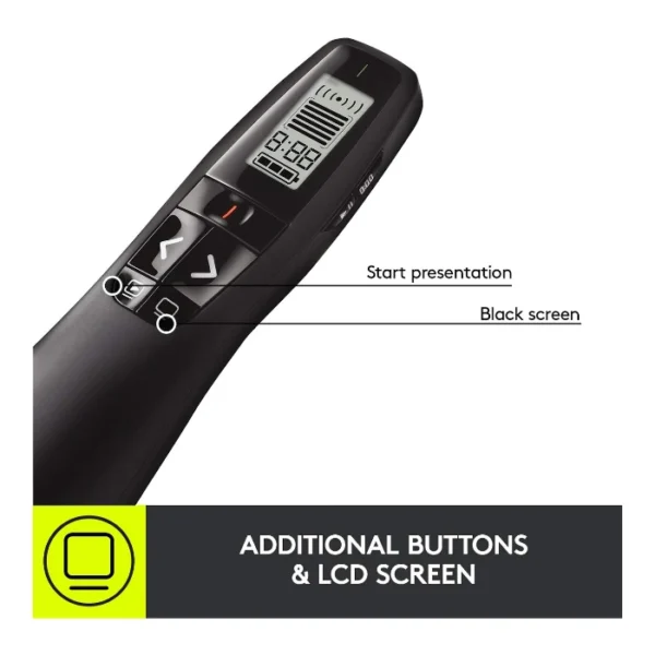 Logitech R800 Remoto inalámbrico, pantalla LCD para cronometración - Negro - Imagen 2