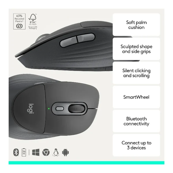 Logitech Signature Comfort Plus Combo MK880 — Teclado y ratón Bluetooth, Español, Negro - Imagen 3