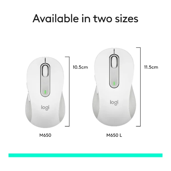 Logitech Signature M650 L — Mouse Inalámbrico | Bluetooth | Diestro | Tamaño grande | Blanco - Imagen 7
