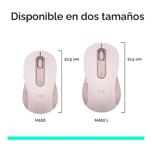 Logitech Signature M650 — Mouse Inalámbrico | Bluetooth | Diestro | Para manos pequeñas | Rosa - Imagen 10
