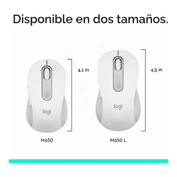 Logitech Signature M650 — Mouse Inalámbrico | Bluetooth | Diestro | Para manos pequeñas | Blanco - Imagen 10