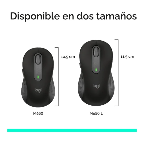 Logitech Signature M650 — Mouse Inalámbrico | Bluetooth | Diestro | Para manos pequeñas | Negro - Imagen 10