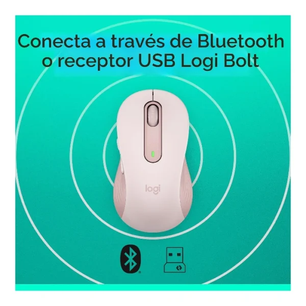Logitech Signature M650 — Mouse Inalámbrico | Bluetooth | Diestro | Para manos pequeñas | Rosa - Imagen 6