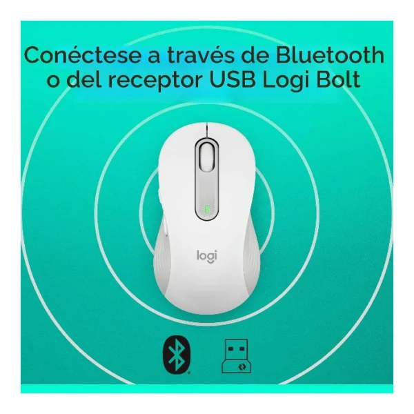 Logitech Signature M650 — Mouse Inalámbrico | Bluetooth | Diestro | Para manos pequeñas | Blanco - Imagen 5